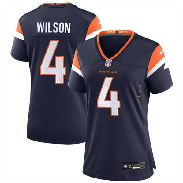 Womens Denver Broncos #4 Zach Wilson Navy 2024 Stitched Jersey Dzhi